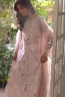 Pakistani Sandy Peach Reverse Appliqué Kora Cotton Salwar Kameez (3-Piece) - Image 6