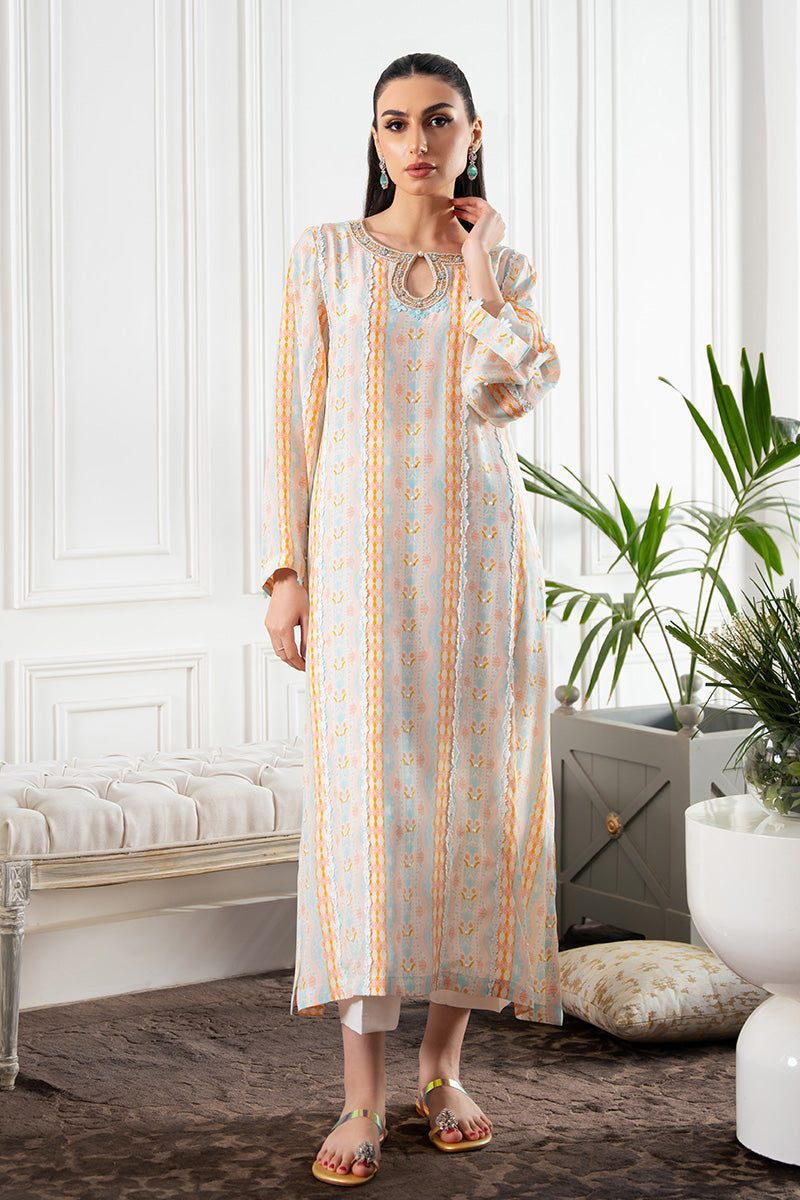 Pastel Embroidered Crepe Silk Salwar Kameez (2-Piece) - Image 5