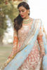Pakistani Peach Gold Embroidered Organza Anarkali Dress (3-Piece) - Image 3
