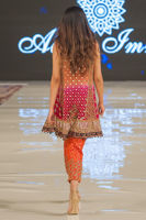 Pakistani Pink and Rust Embroidered Chiffon Angarkha (2-Piece) - Image 6