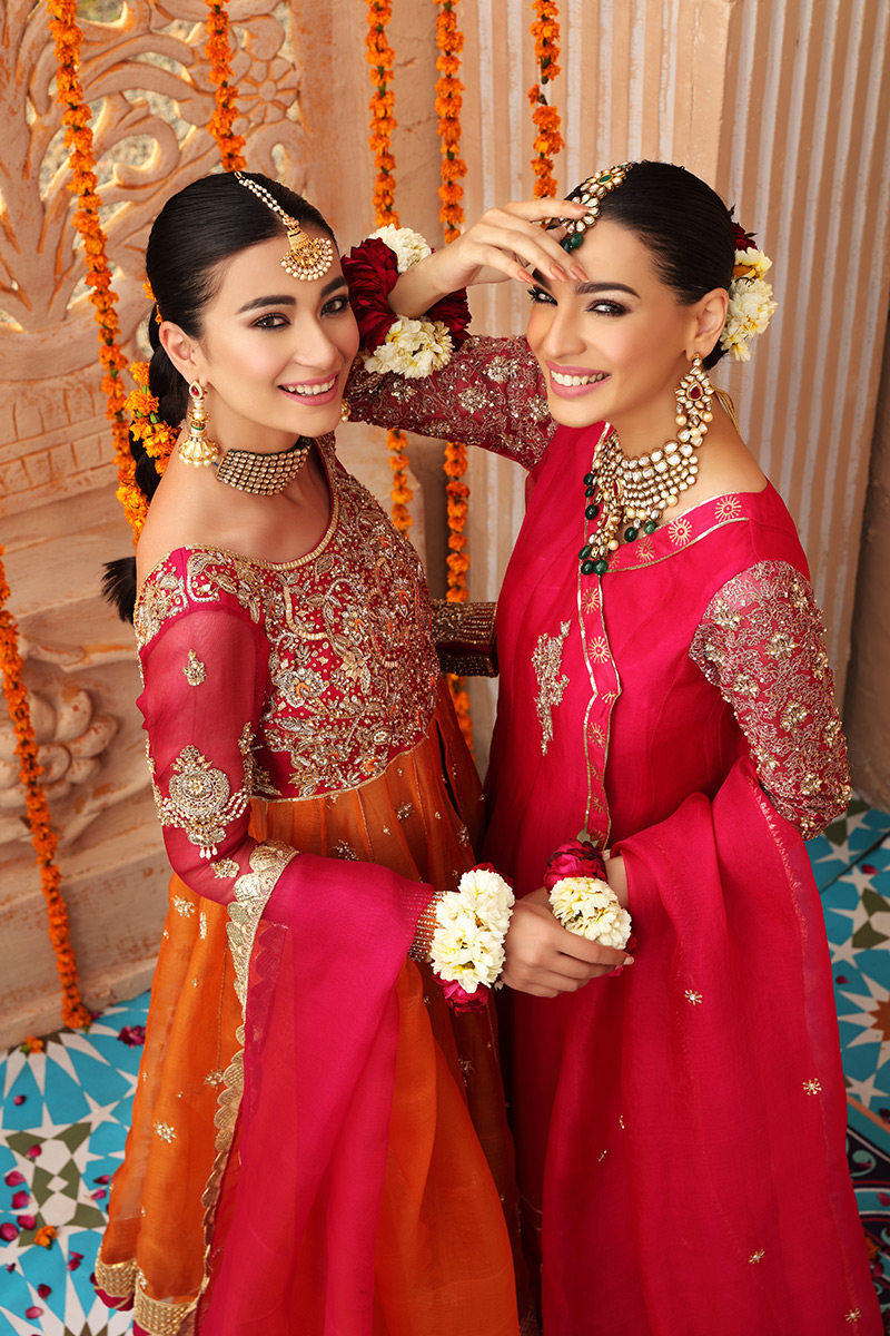 Shocking Pink Zardozi Organza Net Angrakha (3-Piece) - Image 7