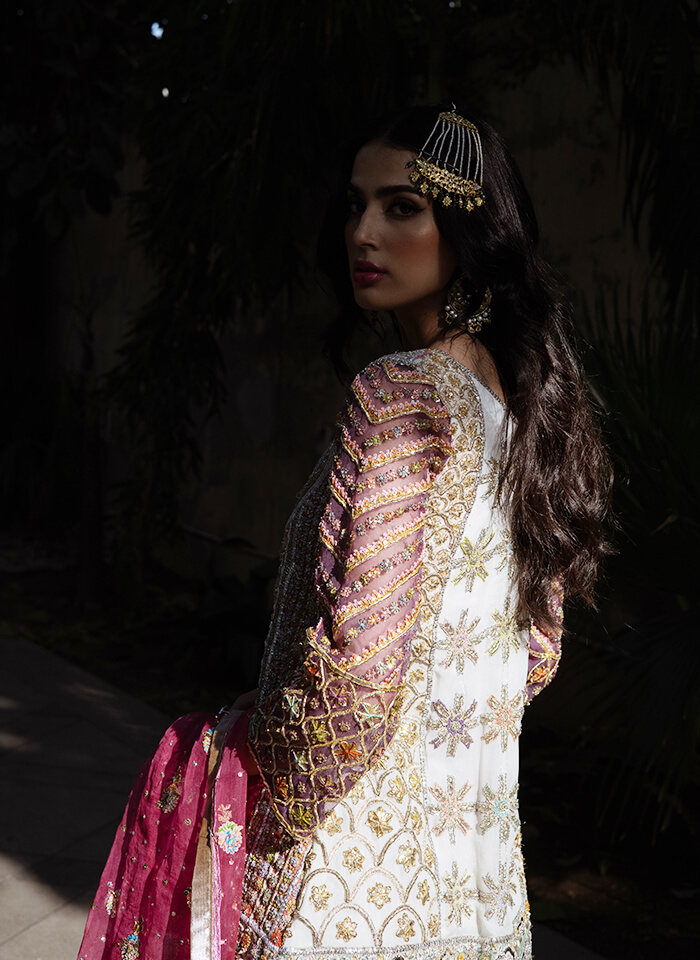 Multi-Colour Hand-Embroidered Silk-Blend Angrakha (3-Piece) - Image 3