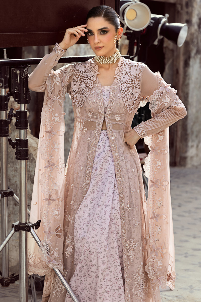 Pakistani Blush Chikankari Embroidered Chiffon Anarkali Dress (3-Piece) - Image 1