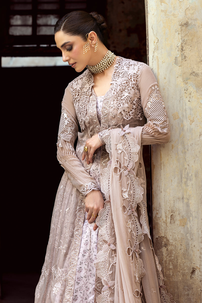 Pakistani Blush Chikankari Embroidered Chiffon Anarkali Dress (3-Piece) - Image 4