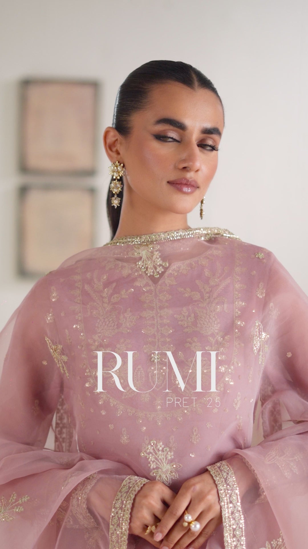 Dusty Pink Embroidered Chiffon Anarkali Dress (2-Piece) - Image 10