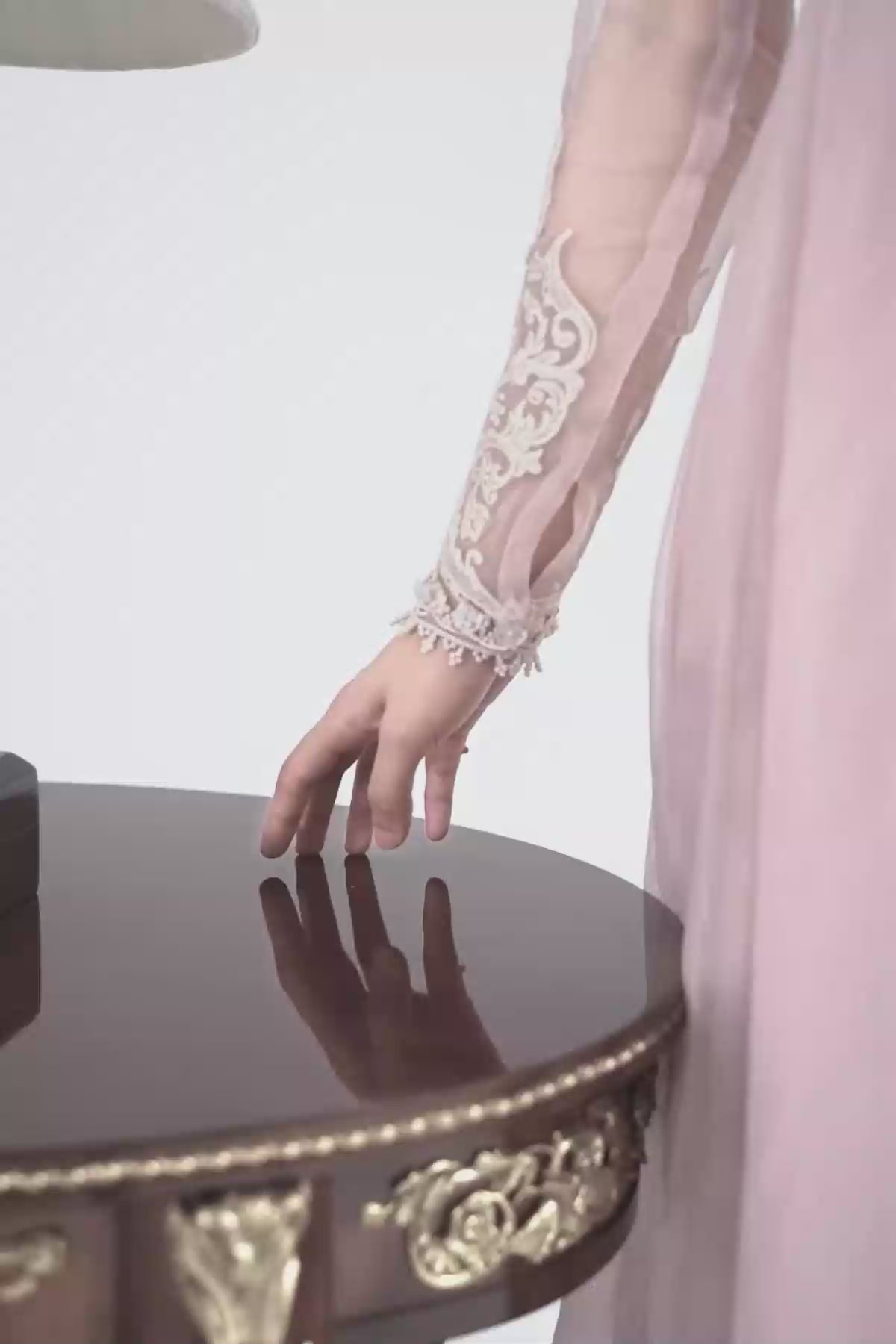 Pakistani Light Pink Embroidered Chiffon Anarkali Dress (3-Piece) - Image 4