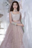 Pakistani Blush Pink Embellished Net Anarkali Dress (2-Piece) - Image 3