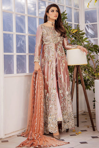 Pakistani Apricot Pink Embroidered Silk-Blend Anarkali Dress (2-Piece) - Image 8