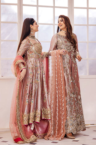 Pakistani Apricot Pink Embroidered Silk-Blend Anarkali Dress (2-Piece) - Image 9