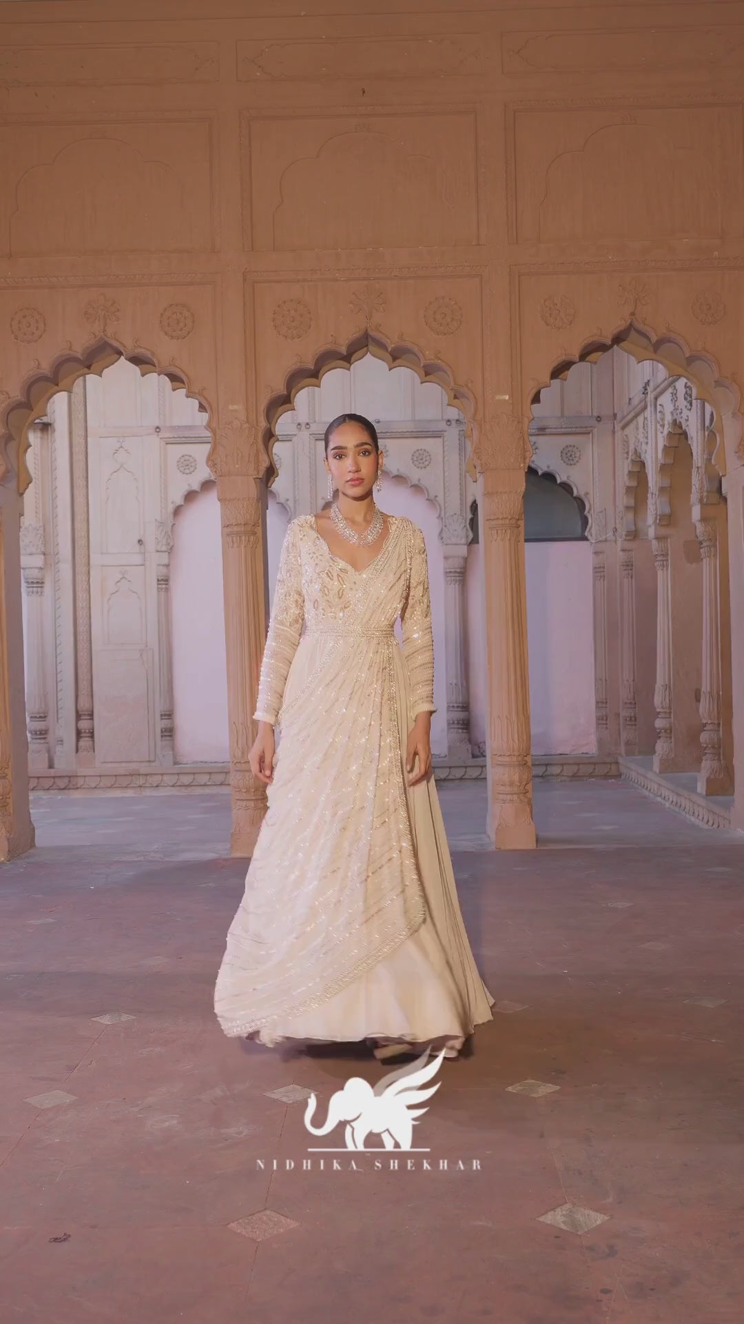 Pastel Pink Sequin Embroidered Georgette Anarkali (2-Piece) - Image 6