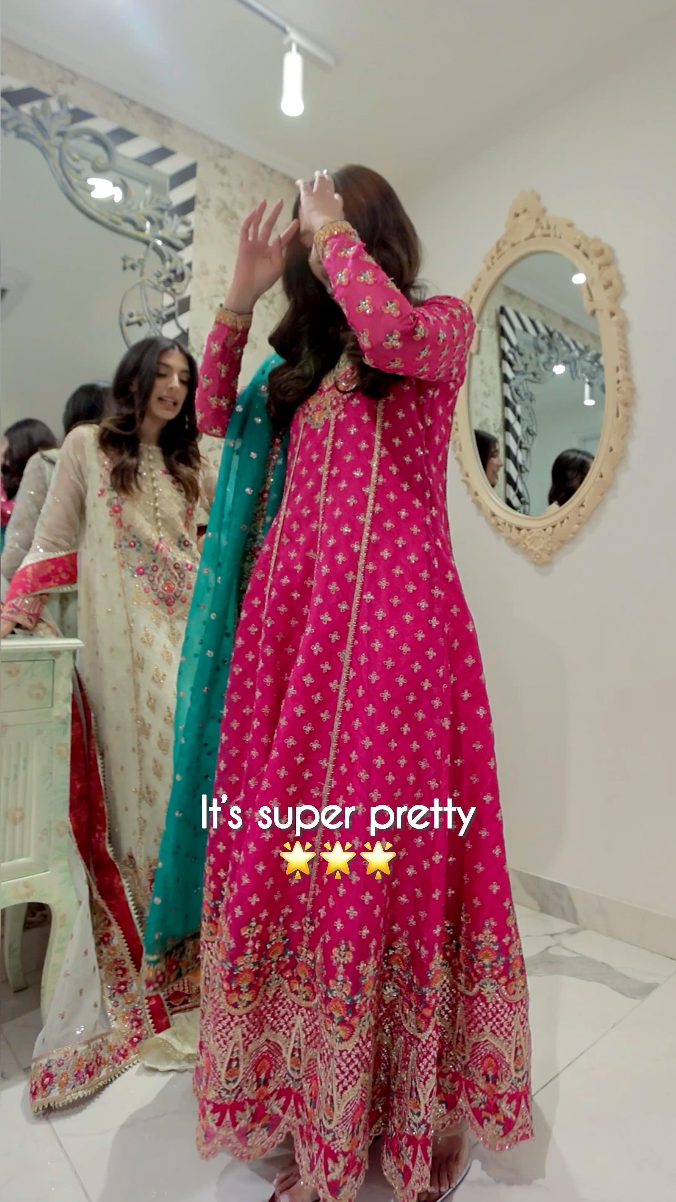 Fuchsia Pink Embroidered Georgette Anarkali Dress (2-Piece) - Image 8