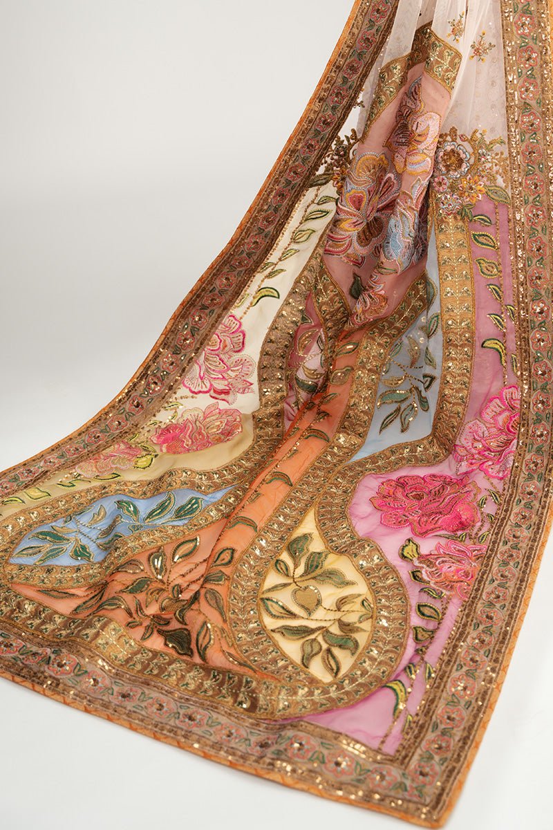 Light Pink Embroidered Net Anarkali Dress (3-Piece) - Image 3