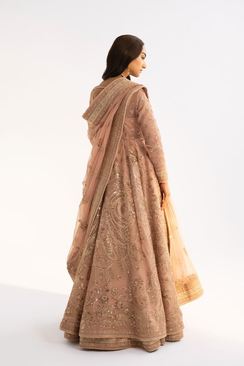 Pakistani Light Pink Embroidered Net Anarkali Dress (2-Piece) - Image 2