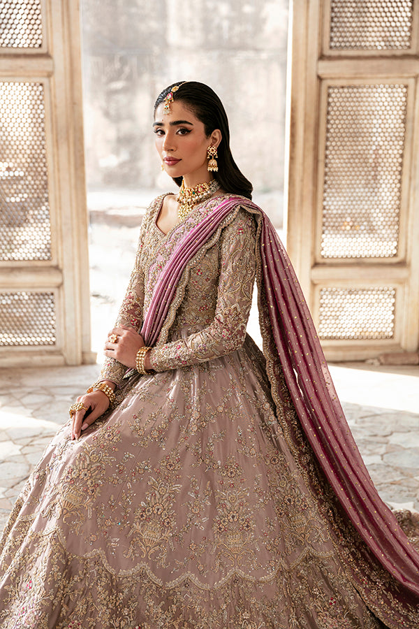 Pakistani Mauve Embellished Net Anarkali Dress (2-Piece) - Image 1