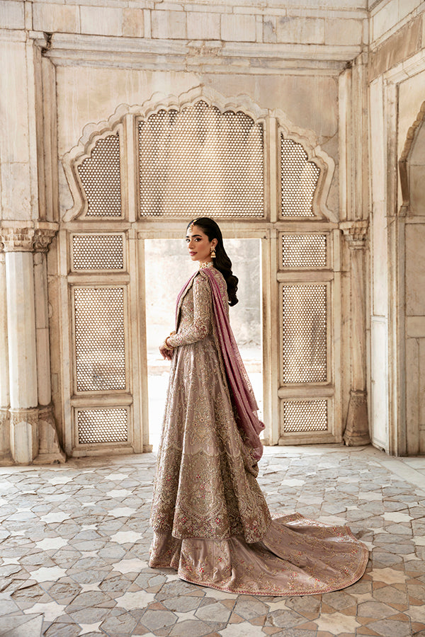 Pakistani Mauve Embellished Net Anarkali Dress (2-Piece) - Image 3