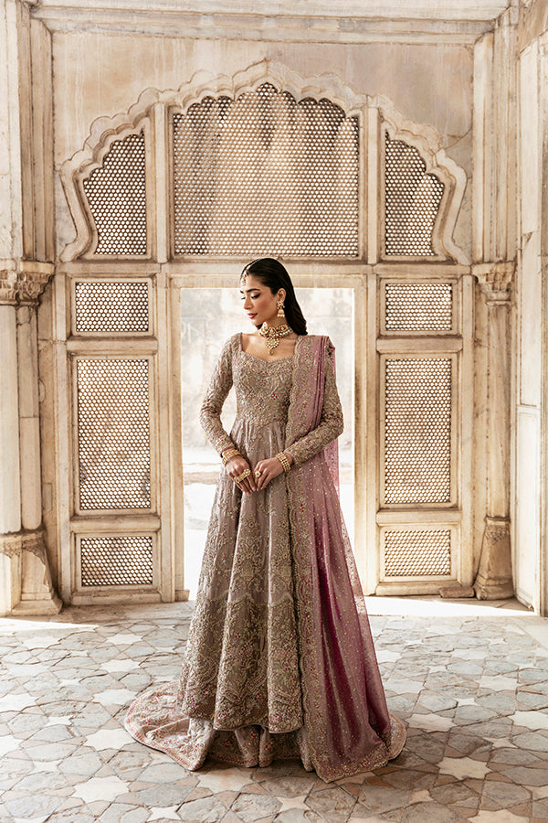 Pakistani Mauve Embellished Net Anarkali Dress (2-Piece) - Image 6
