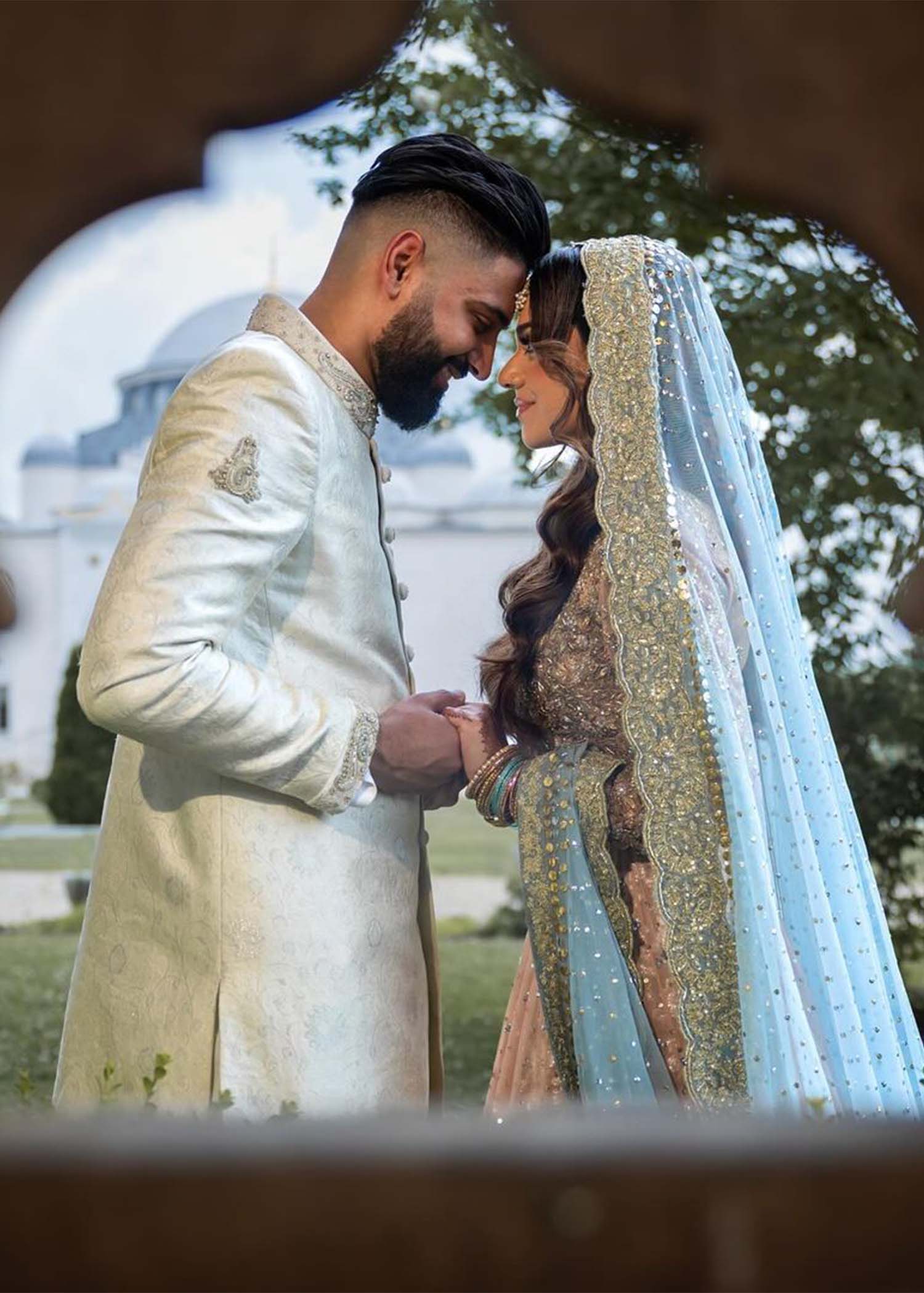 Pakistani Blush Pink Embellished Net Silk Anarkali Dress (2-Piece) - Image 2