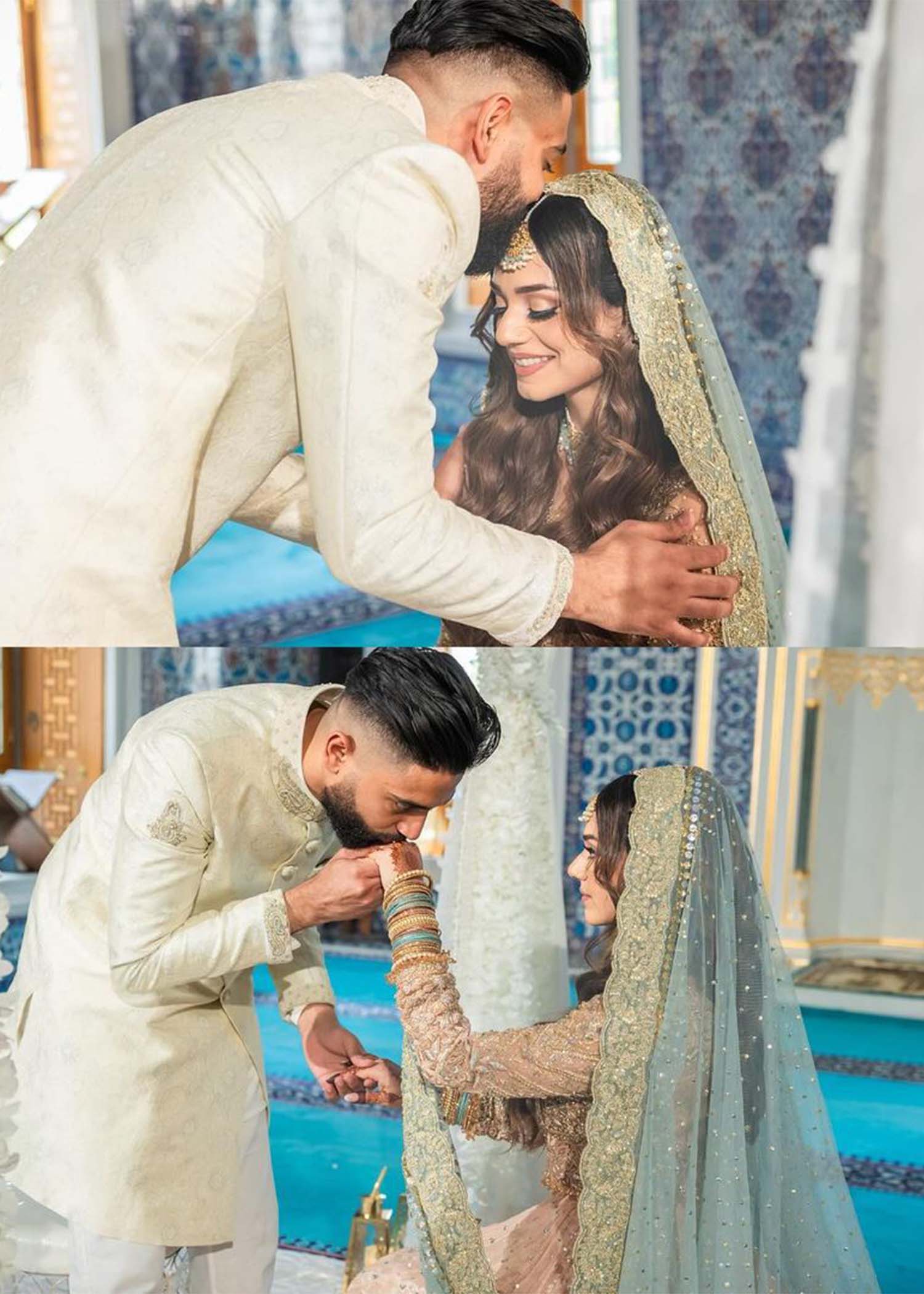 Pakistani Blush Pink Embellished Net Silk Anarkali Dress (2-Piece) - Image 3