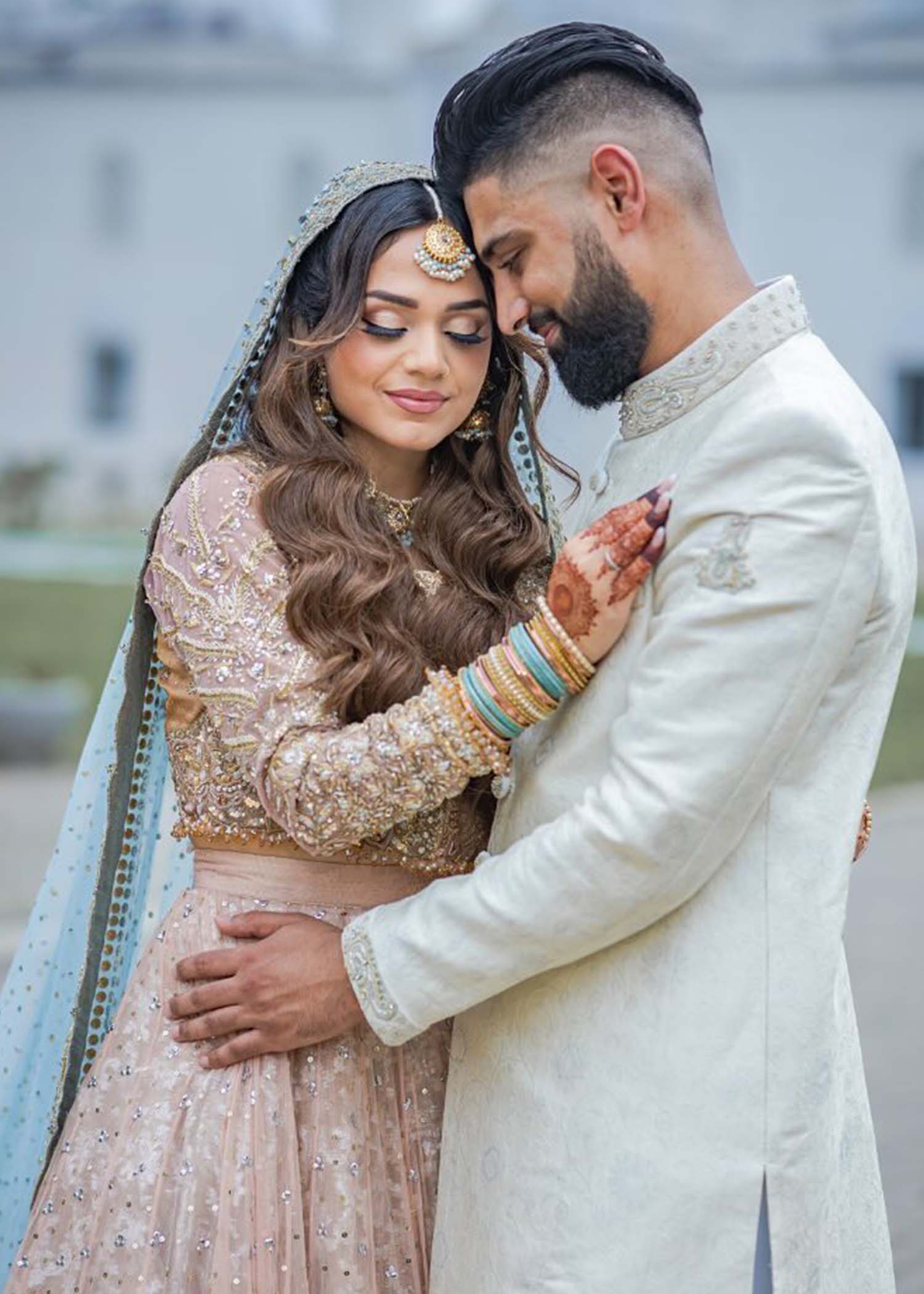 Pakistani Blush Pink Embellished Net Silk Anarkali Dress (2-Piece) - Image 7