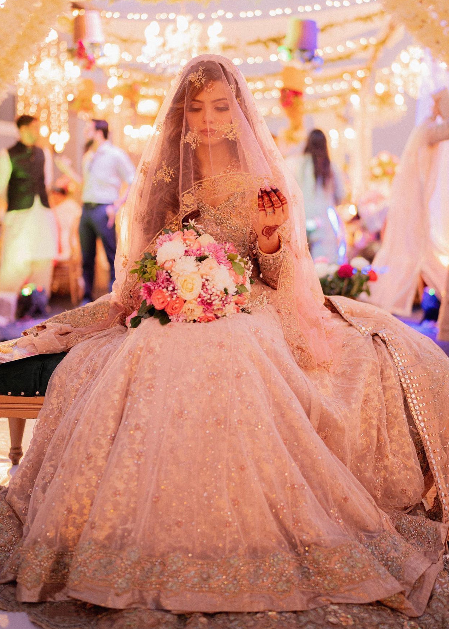 Blush Pink Embellished Net Anarkali Dress (2-Piece) - Image 4