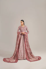 Pakistani Dusty Pink Embroidered Organza Anarkali Dress (2-Piece) - Image 3