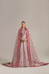 Pakistani Dusty Pink Embroidered Organza Anarkali Dress (2-Piece) - Image 6