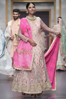 Pakistani Blush Pink Embroidered Organza Anarkali Dress (3-Piece) - Image 2