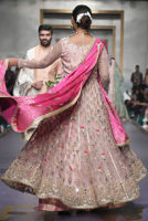 Pakistani Blush Pink Embroidered Organza Anarkali Dress (3-Piece) - Image 4