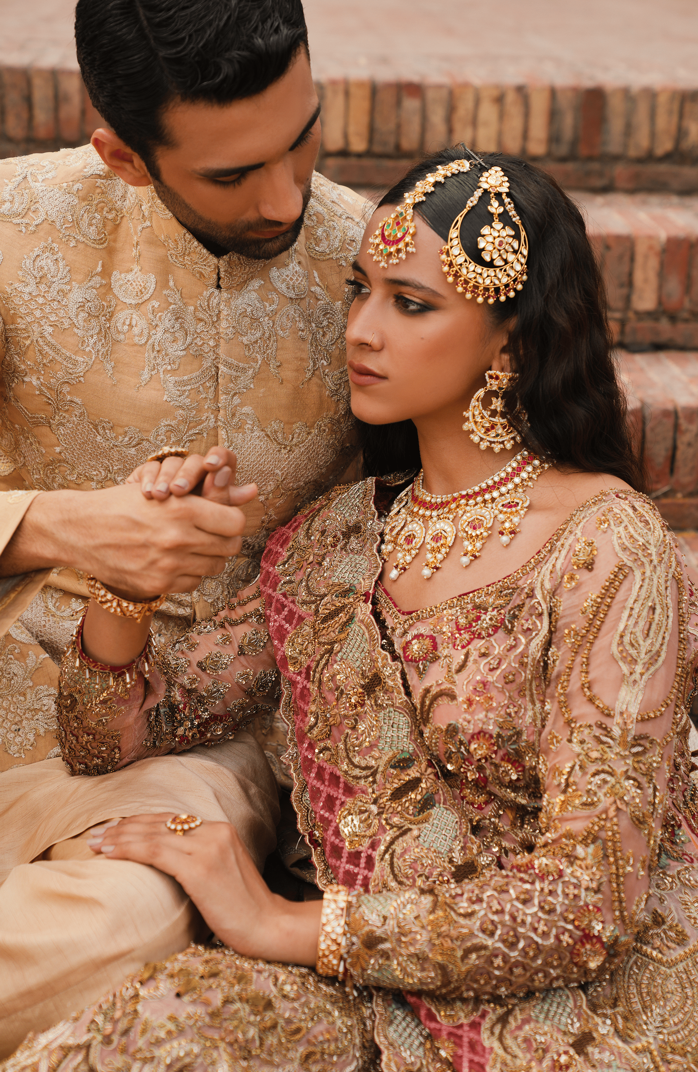 Pakistani Pink Ombre Embroidered Organza Anarkali Dress (2-Piece) - Image 9