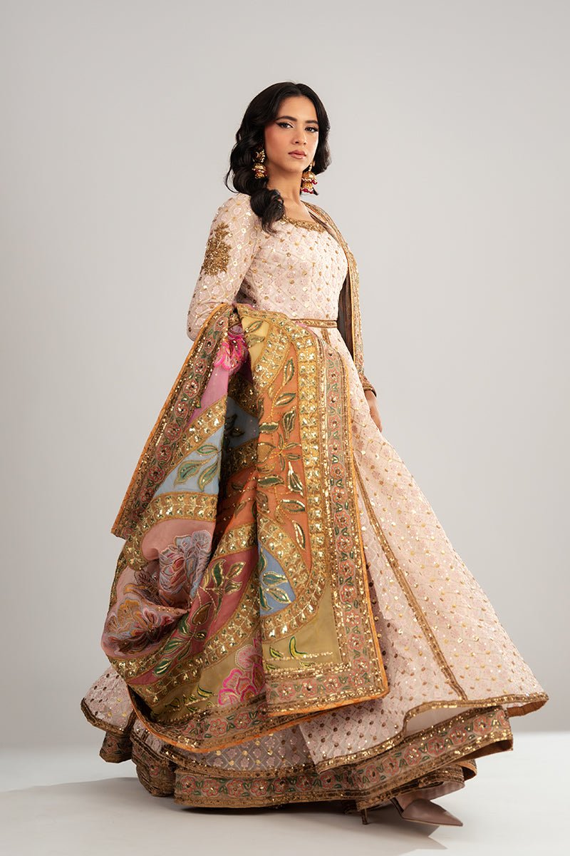 Light Pink Embroidered Net & Organza Anarkali (3-Piece) - Image 7