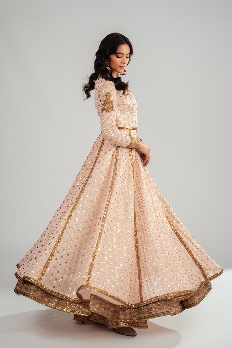 Light Pink Embroidered Net & Organza Anarkali (3-Piece) - Image 8
