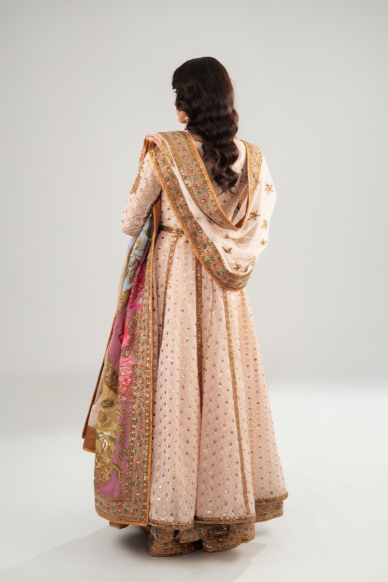 Light Pink Embroidered Net & Organza Anarkali (3-Piece) - Image 9