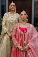 Pakistani Pink Zardozi Organza Anarkali Dress (3-Piece) - Image 7