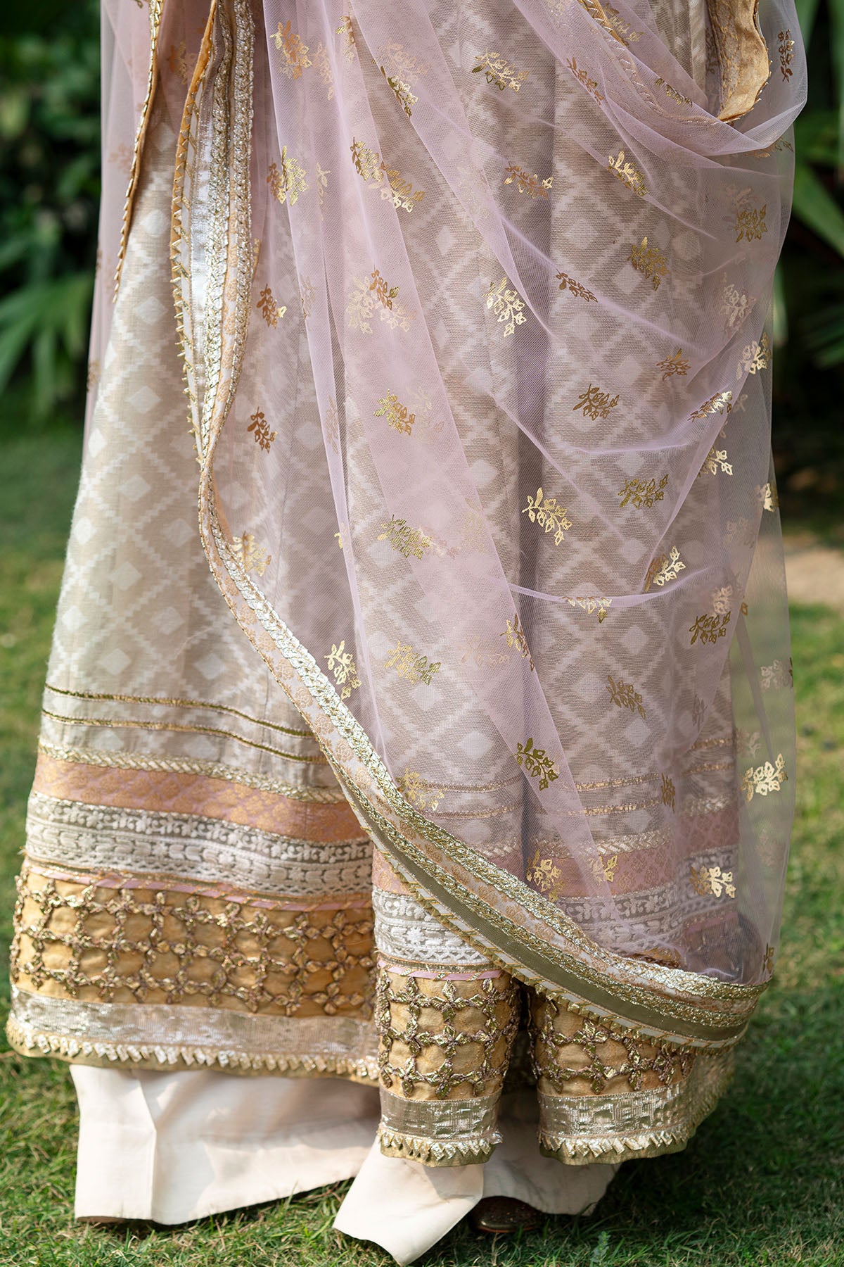 Pakistani Soft Pink Embroidered Silk-Blend Anarkali Dress (2-Piece) - Image 2