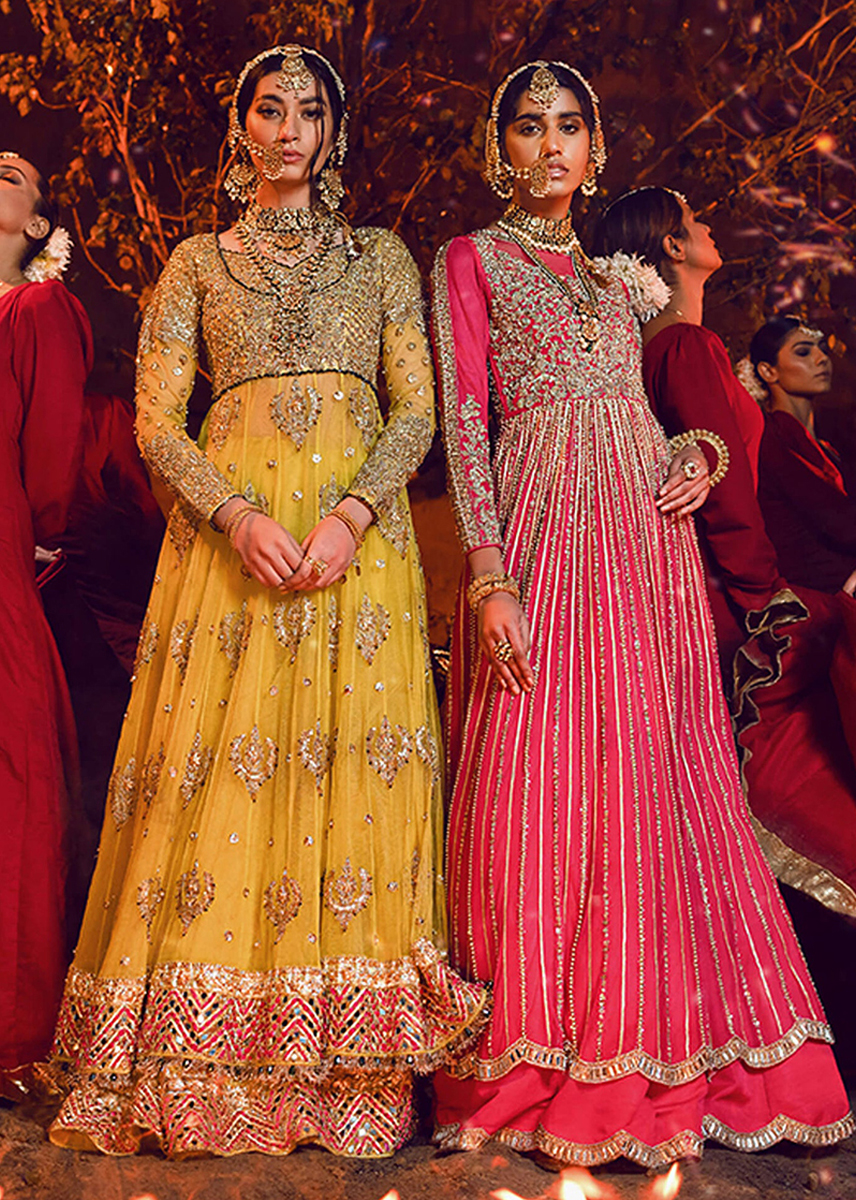 Indian Fuchsia Pink Embellished Net Silk-Blend Anarkali (1-Pc) - Image 1