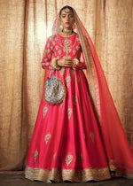Indian Deep Pink Embroidered Silk Anarkali Dress (2-Piece) - Image 3