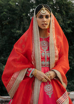 Indian Deep Pink Embroidered Silk Anarkali Dress (2-Piece) - Image 5