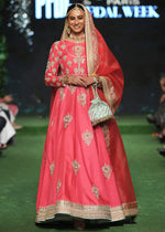 Indian Deep Pink Embroidered Silk Anarkali Dress (2-Piece) - Image 8