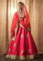 Indian Deep Pink Embroidered Silk Anarkali Dress (2-Piece) - Image 9
