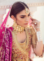 Pakistani Magenta Block Printed Charmeuse Silk Angrakha (3-Piece) - Image 3