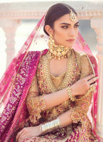 Pakistani Magenta Block Printed Charmeuse Silk Angrakha (3-Piece) - Image 4