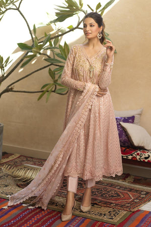 Blush Pink Embellished Chiffon Kalidaar Angharka (3-Piece) - Image 2