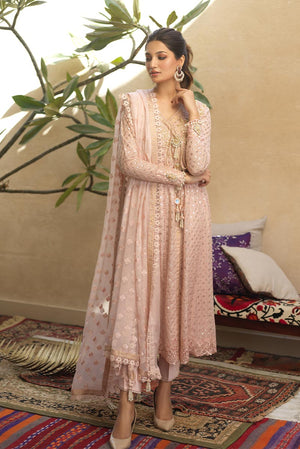 Blush Pink Embellished Chiffon Kalidaar Angharka (3-Piece) - Image 4