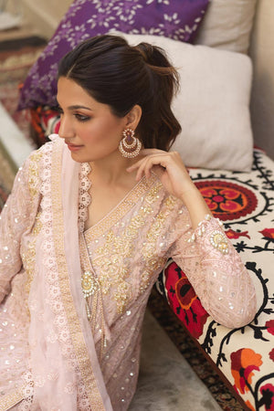 Blush Pink Embellished Chiffon Kalidaar Angharka (3-Piece) - Image 6