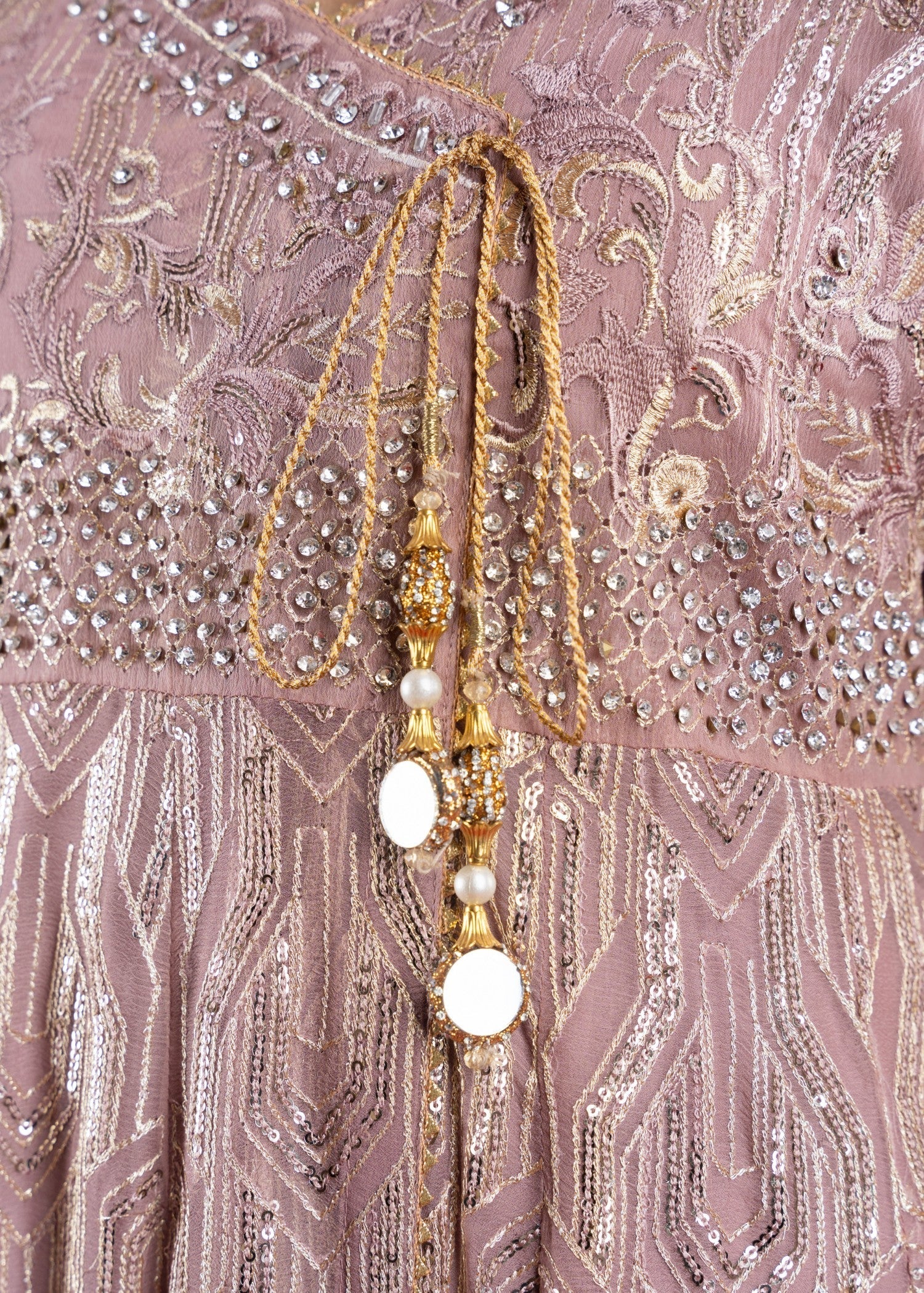 Tea Rose Embroidered Chiffon Angrakha (3-Piece) - Image 7