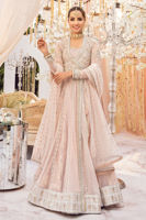 Blush Pink Zardozi Net Angrakha Dress (3-Piece) - Image 2