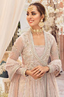 Blush Pink Zardozi Net Angrakha Dress (3-Piece) - Image 3