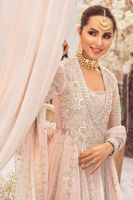 Blush Pink Zardozi Net Angrakha Dress (3-Piece) - Image 4