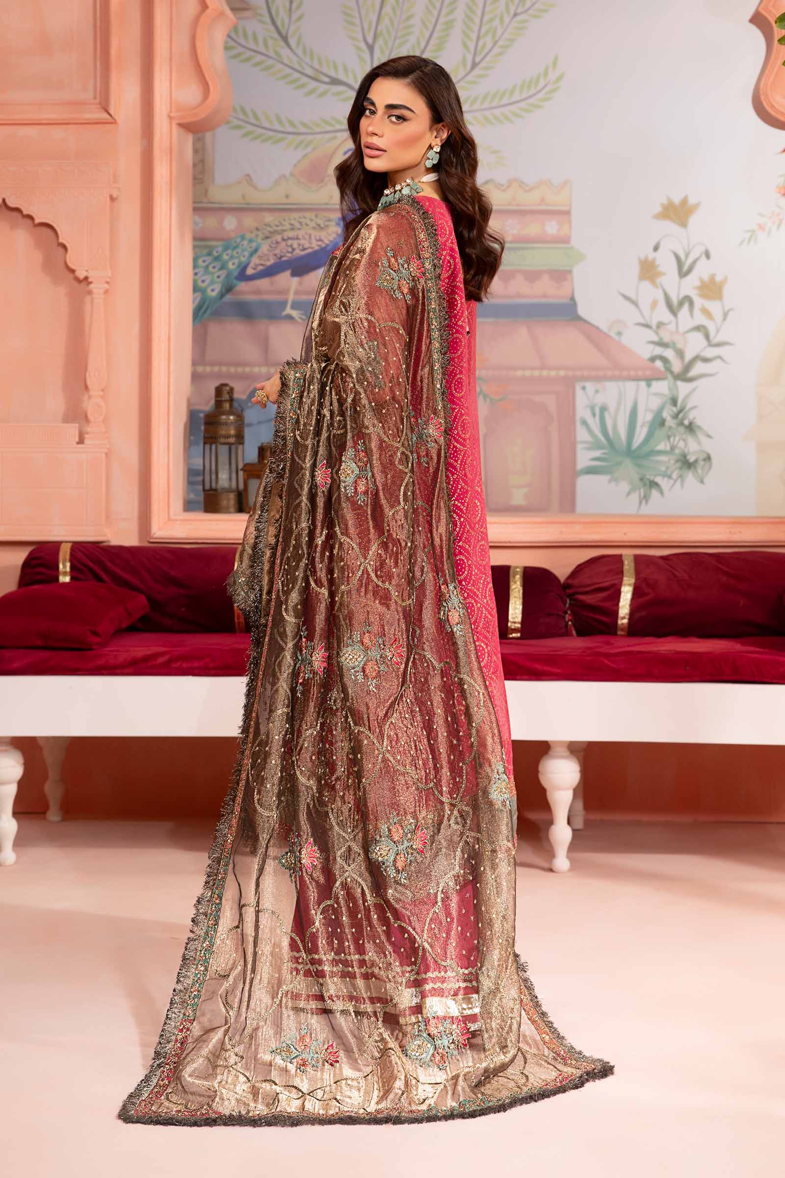 Pink Embellished Organza Angrakha Dress (3-Piece) - Image 6