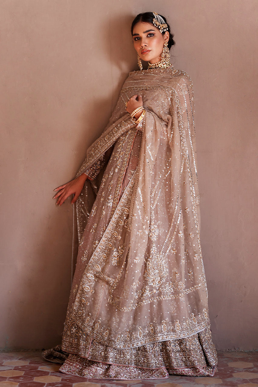 Indian Mauve Grey Zardozi Organza Silk Angrakha (3-Piece) - Image 6